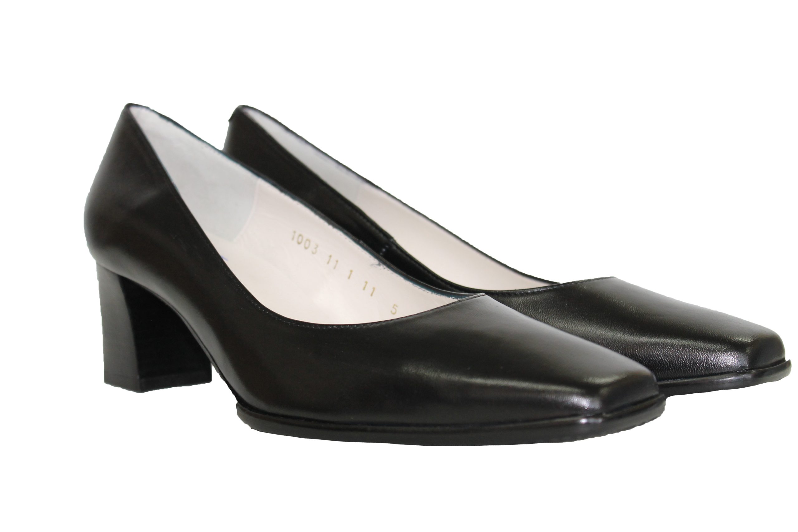 Ladies Leather Upper, High Heel Court Shoe in Black or White - Image 9