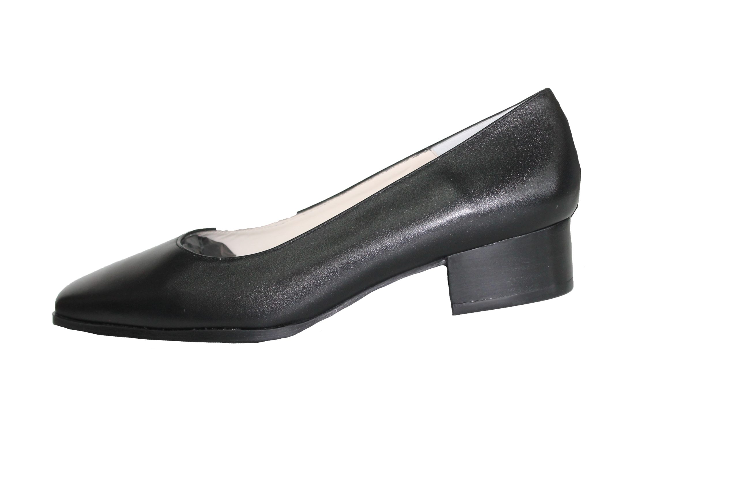 Ladies Leather Upper, Medium Heel Court Shoe in Black or White - Image 2