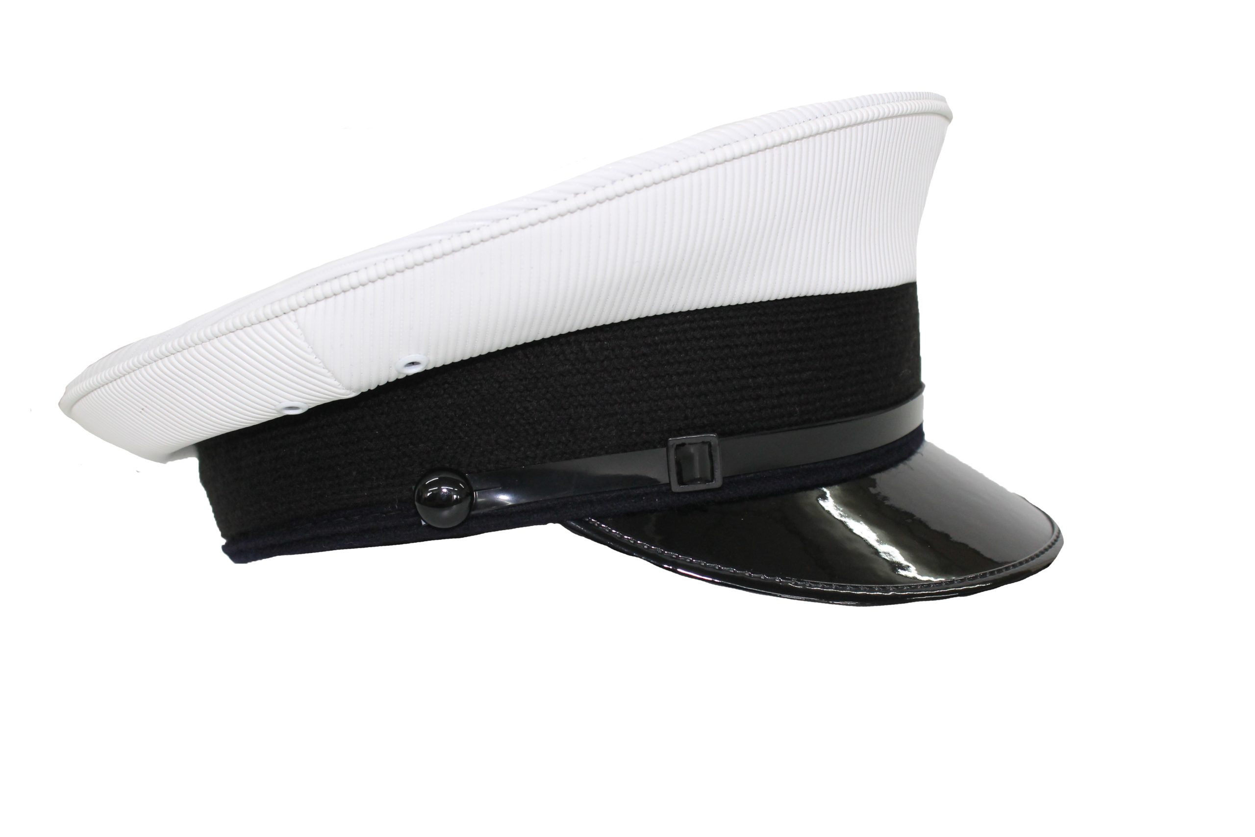 Officer White Plastic Top Cap, Gloss Peak - Image 2
