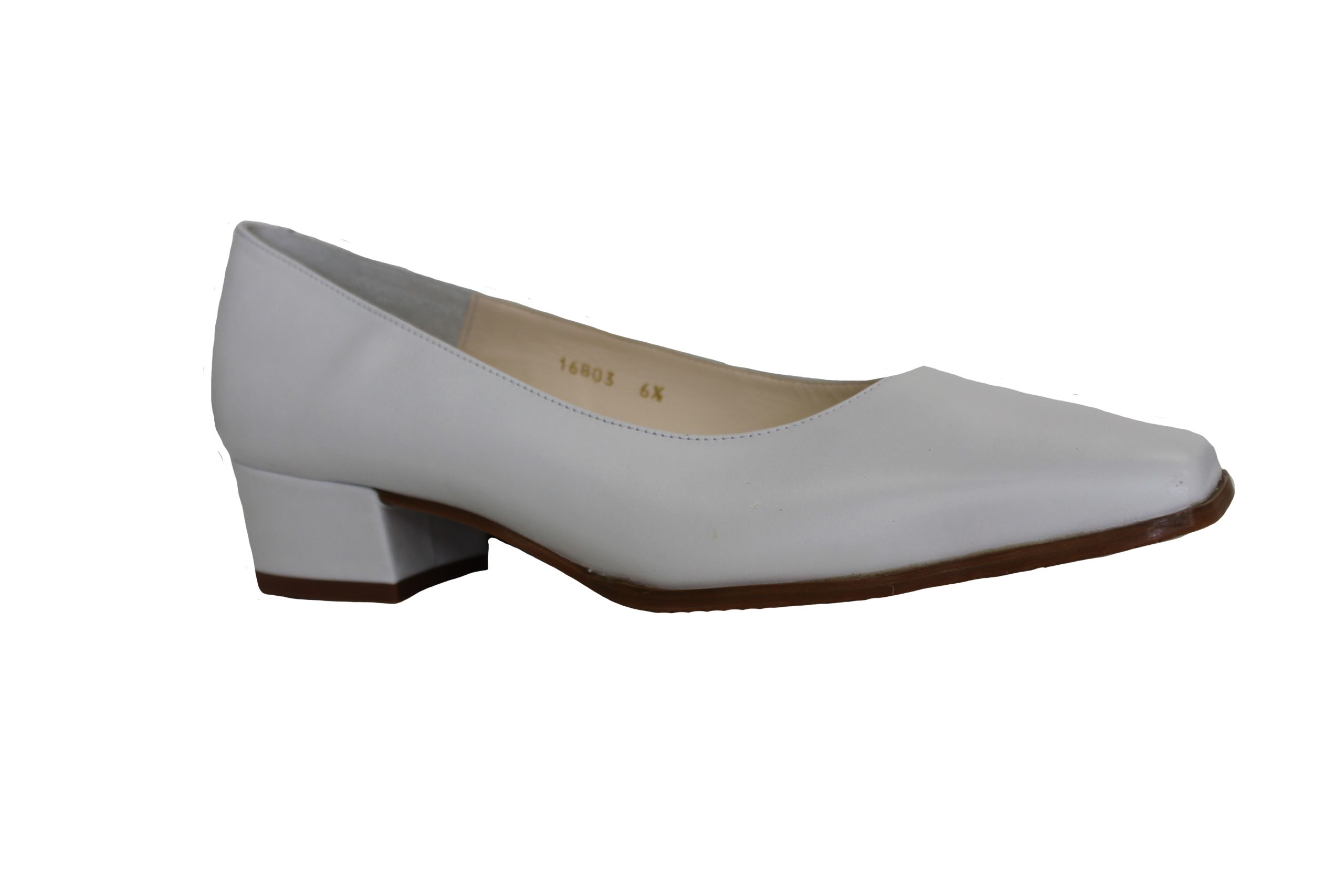 Ladies Leather Upper, Medium Heel Court Shoe in Black or White - Image 4