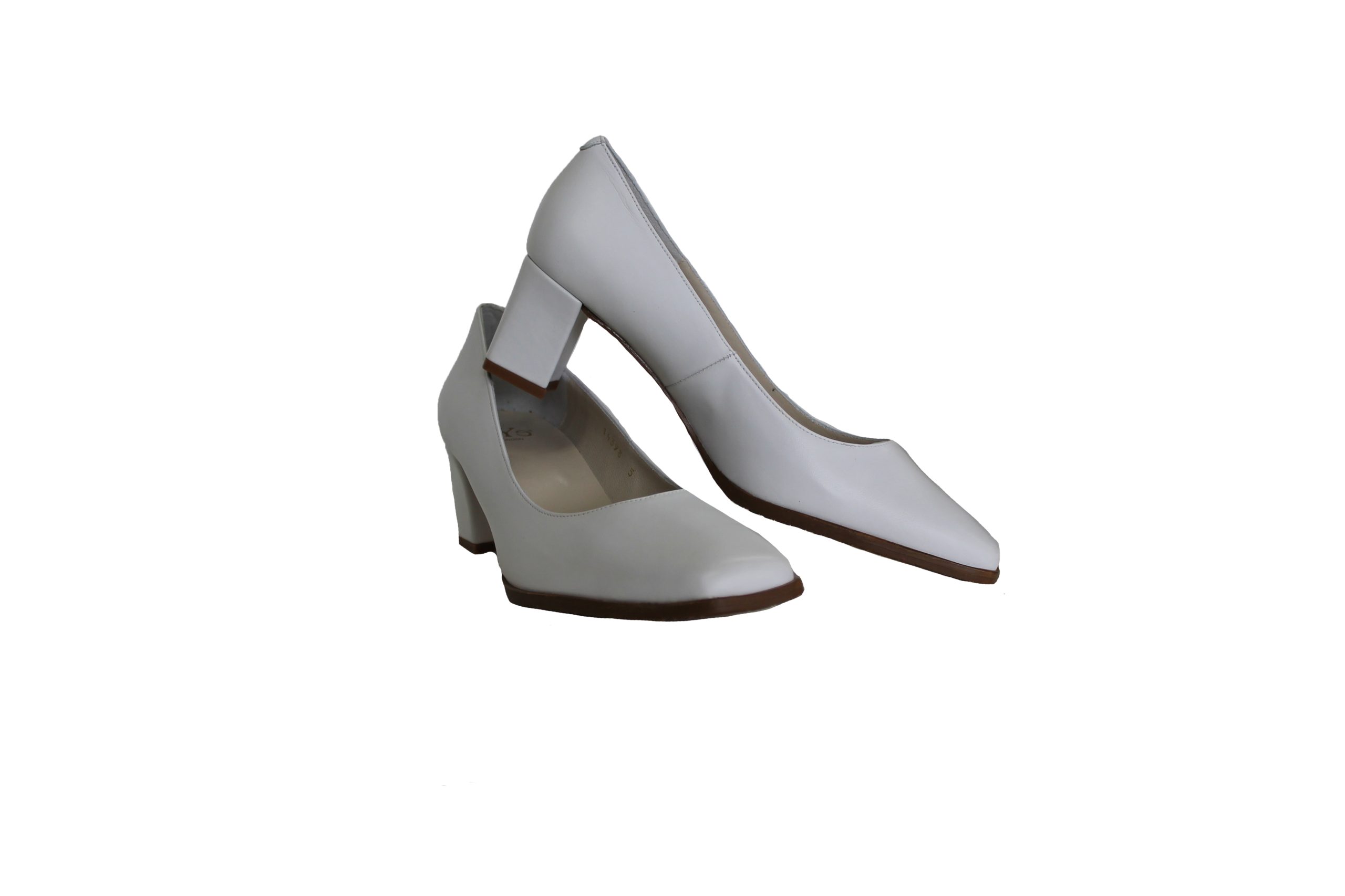 Ladies Leather Upper, High Heel Court Shoe in Black or White - Image 2