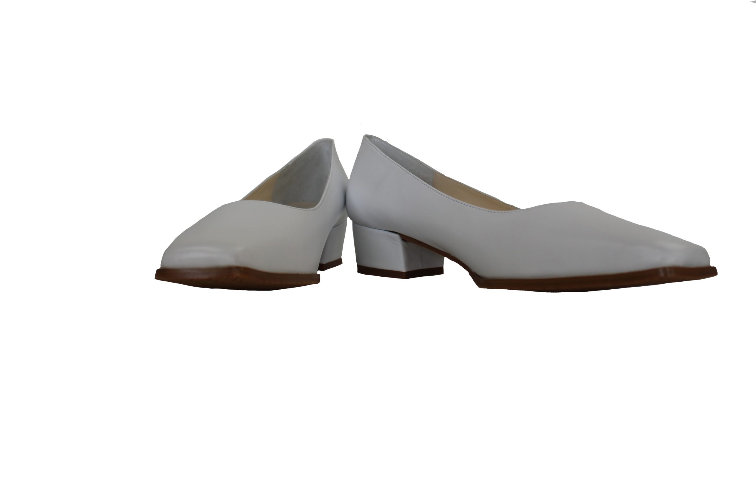 Ladies Leather Upper, Medium Heel Court Shoe in Black or White - Image 6