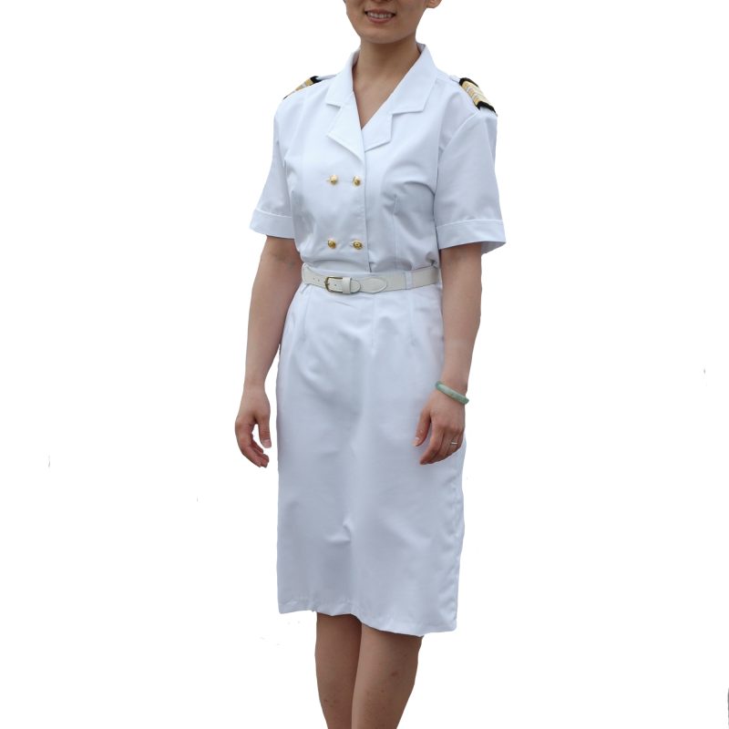 White Poly/Cotton Tropical Skirt, Back Vent & Belt Loops