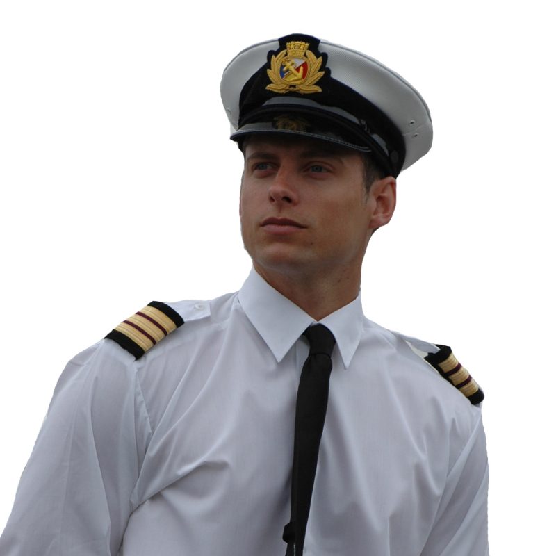 Officer White Plastic Top Cap, Gloss Peak