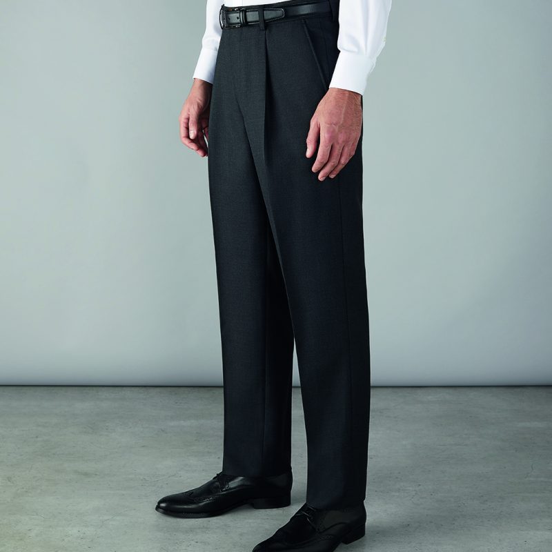Black Poly/Wool Pleated Trouser Unhemmed or Hemmed